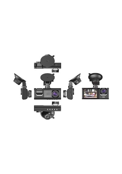 Ta-01 Siyah 1080p Araç İçi 3 Kameralı Lcd Ekranlı Gece Görüşlü , G-sensör , Geri Görüş Kamera