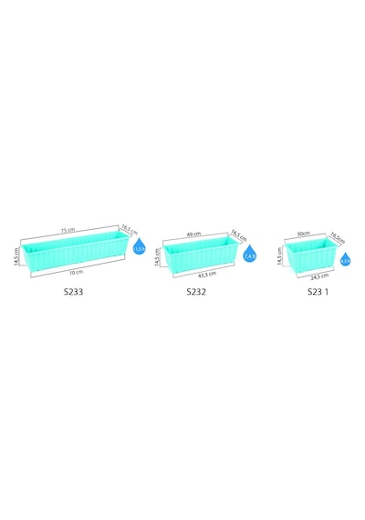 S232 Klasik Balkon Saksı Tabaklı 49cm, 7.4 Litre, Vişne Diğer
