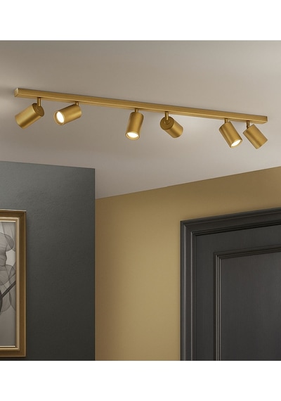 Mylights 120 Cm Mat Gold Eskitme Kaplama 5 Li Gu10 Led Spot Hareketli Başlık Led Tavan Aydınlatma Eskitme