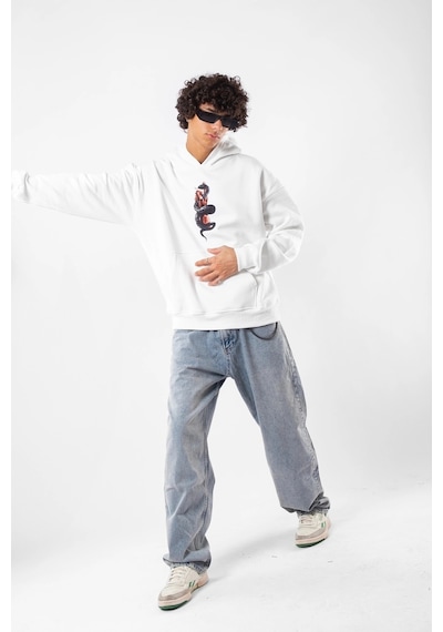 Tarzsokak Free Gangster Baskılı Oversize Unisex Beyaz