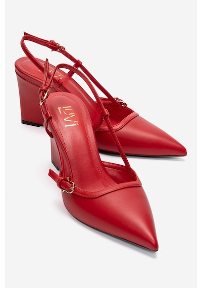 Luvi Shoes Celıa Kırmızı Cilt Sivri Burunlu Kadın Dolgu Topuklu Ayakkabı
