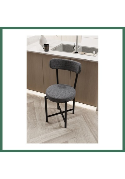 En-cag Sandalye 1 Adet Keten Kumaş Metal Ayak Modern Mutfak Sandalyesi Cafe Balkon Ofis Teddy 9816 Gri Bss