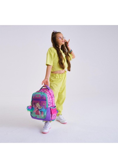 Coral High Kids Açık Pembe Mor Unicornlu Prenses Desenli Üç Bölmeli Okul Sırt Çantası 23481