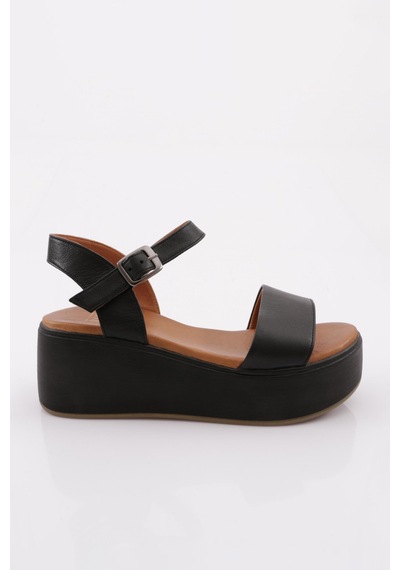 Dgn 6002 Kadin Kalin Taban Sandalet Siyah