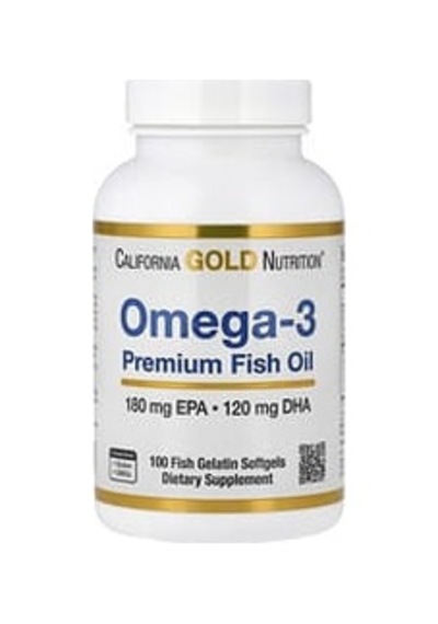 California Gold Nutrition, Omega-3 Premium Fish Oil, 100 Fish Gelatine Softgels 1,100 Mg Per Softgel