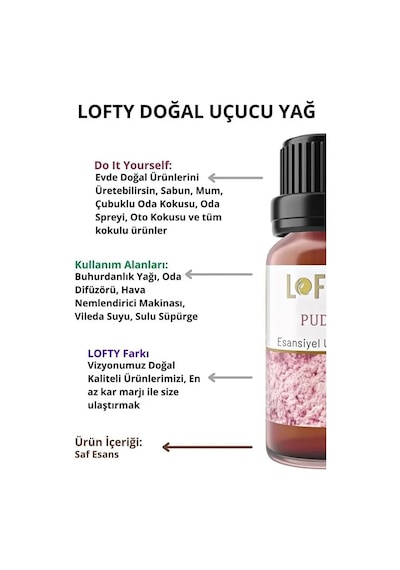 Lofty Pudra Saf Uçucu Yağ 10ml -%100 Doğal Esansiyel Yağ Buhurdanlık, Difüzör Ve Oda Kokusu İçin Ferahlatıcı Etki Diğer