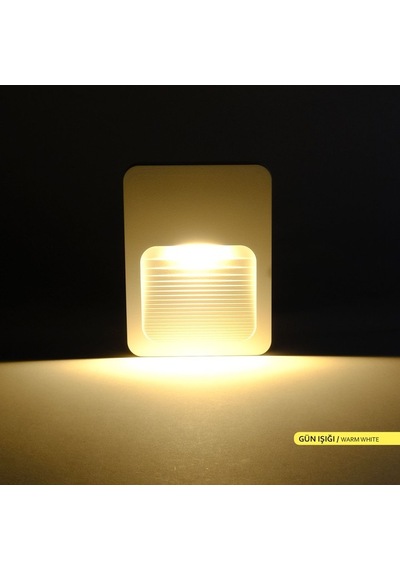 Ack Likia LED Duvar Armatürü 3000K Günışığı 2W Beyaz Kasa Duvar A Beyaz