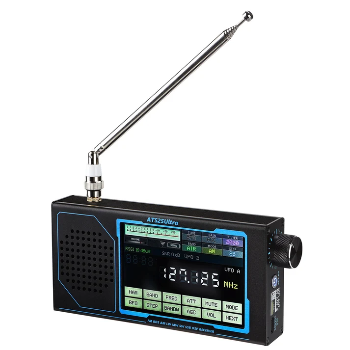 Hamgeek Ats25 Ultra Sdr Radyo Alıcısı Fm Sw Ssb Mw Lw Aır Band, Bluetooth Wifi, 4 İnç Dokunmatik Ekran