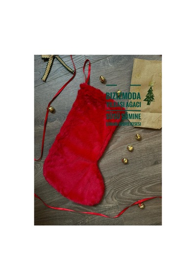 Yılbaşı Çorabı Yılbaşı Süsü Kırmızı Christmas Şömine Çorabı Hediye Kesesi Yılbaşı Ağacı Süsü Çorap