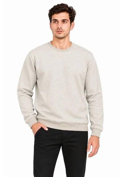 Butik İstanbul Erkek Bisiklet Yaka İçi Şardonlu 2 İplik Düz Uzun Kollu Regular Fit Sweatshirt - Gri
