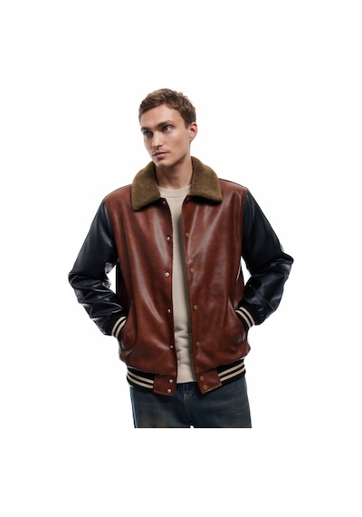 Koton Peluş Yaka Renk Bloklu Çıtçıt Düğmeli Cep Detaylı Suni Deri Bomber Ceket Kahverengi 6wam20107hw Koton Peluş Yaka Renk Bloklu Çıtçıt Düğmeli Cep Detaylı Suni Deri Bomber Ceket Kahverengi 6wam20107hw