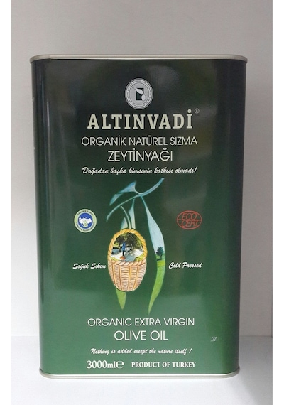 Altın Vadi Organik Naturel Sızma Soğuk Sıkım Zeytinyağı Teneke 3 L
