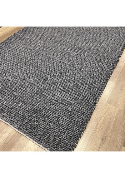 Eko Halı Jade Basketweave Antrasit Naturel Kazak Örgü Desenli El Dokuma Örgü Kilim Antrasit