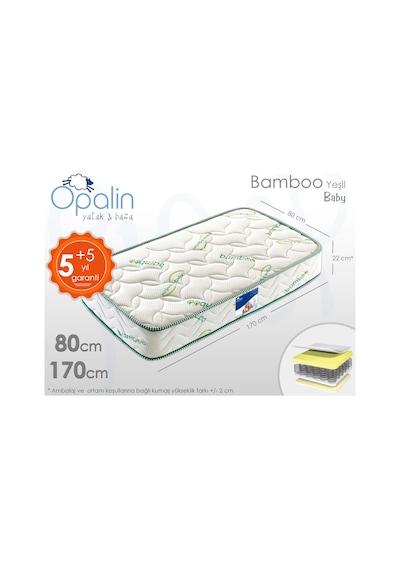 80 x 170 Tek Kişilik Bamboo Yaylı Yatak 80 x 170 Ortopedik Yatak