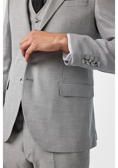 Süvari Gri Slim Fit Desenli Mono Yaka 6 Drop Yelekli Klasik Takım Elbise Süvari Gri Slim Fit Desenli Mono Yaka 6 Drop Yelekli Klasik Takım Elbise