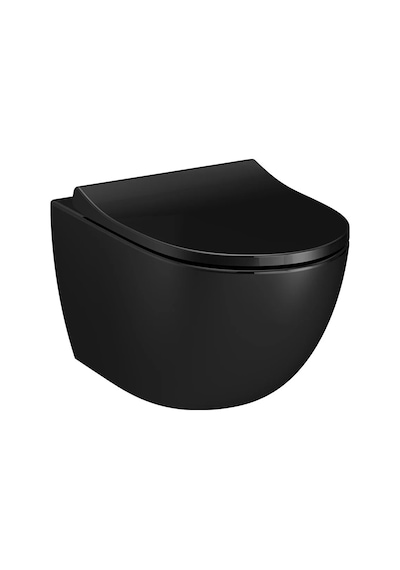 7748b070-0559 VitrA Sento Rim-ex Kanalsız Asma Klozet, Parlak Siyah