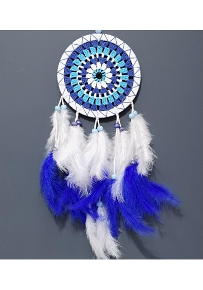 Bol Kuş Tüylü Beyaz Renk Dream Catcher El Yapımı Duvar Dekoru