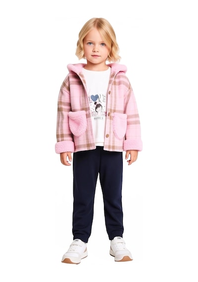 Ersefa Kız Çocuk Üçlü Takım Kapüşonlu Ceket Baskılı Tişört Ve Pantolon K Pembe Ersefa Kız Çocuk Üçlü Takım Kapüşonlu Ceket Baskılı Tişört Ve Pantolon K Pembe