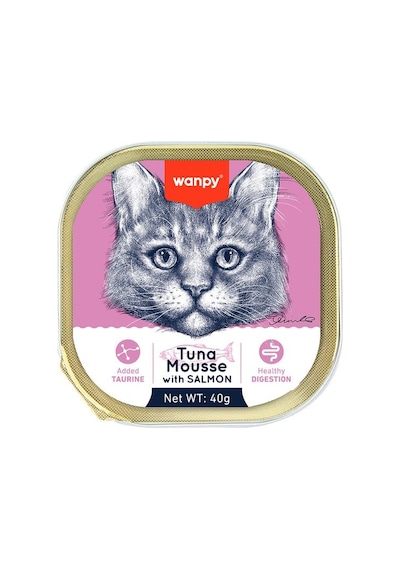 Wanpy Kedi 40g 6'lı Ton Balıklı & Somonlu Alutray Yaş Mama