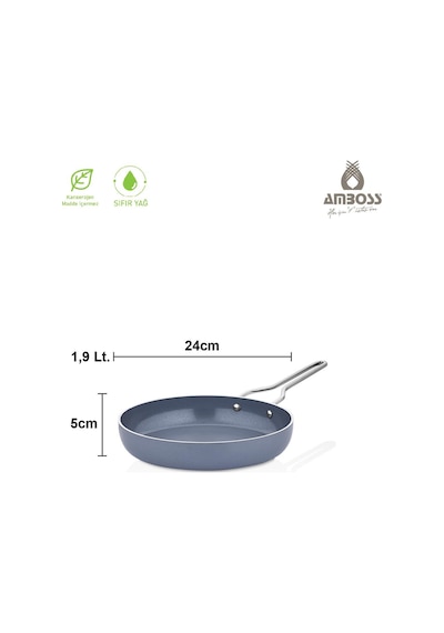 Amboss Sera Nova Yanmaz Yapışmaz Seramik Tava 24 Cm - Gri