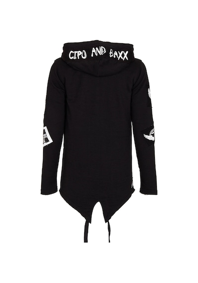 Cipo & Baxx Cl240 Aplikeli Kapşonlu Uzun Erkek Sweatshirt 001