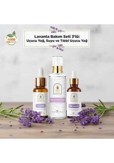 Lavanta Bakım Seti 3 Lü %100 Saf Lavanta Suyu 100 Ml, Lavanta Uçucu Yağı 20 Ml, Lavanta Yağı 10 Ml