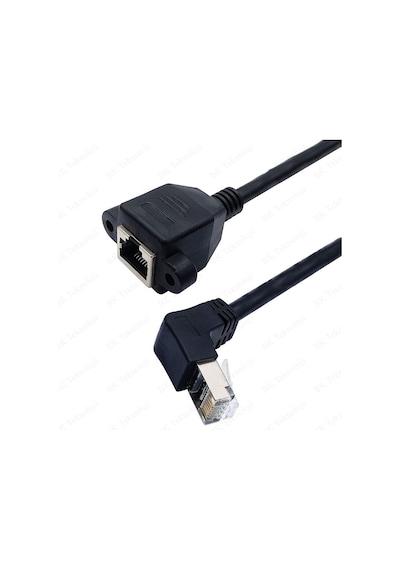 Panel Montaj Rj45 Erkek - Dişi 90 Derece Açılı Uzatma Lan Kablosu
