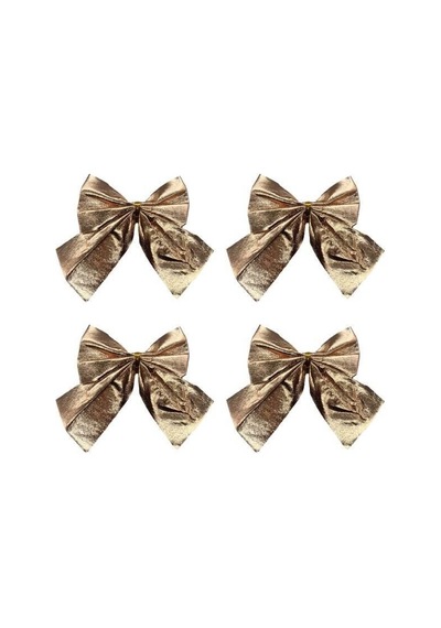 10 Cm Yılbaşı Fiyonk Saten Parlak Rose Gold 4 Parça Set Ağaç Dekoru Diğer