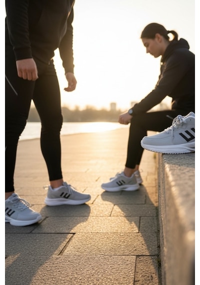 Enoch Erkek Çift Dikey Şeritli Dinamik Tabanlı Günlük Spor Ayakkabı Sneaker Gri