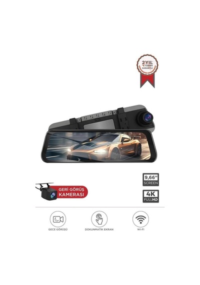 Lenovo M8/8804 Siyah 4k Araç İçi 9.6 İnç Dokunmatik Dikiz Ayna Yol Kayıt Trafik Lens Taşıt Lensi