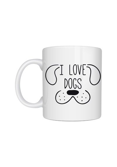 Köpek Severlere Özel I Love Dogs Kupa Model 182 Sevimli Köpek Tasarımlı Porselen Kahve Kupası Hediyelik Kupa Diğer