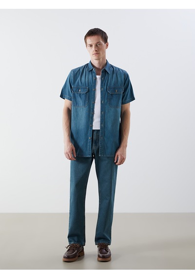 Lcw Jeans Yeşil Regular Fit Kısa Kollu Erkek Jean Gömlek