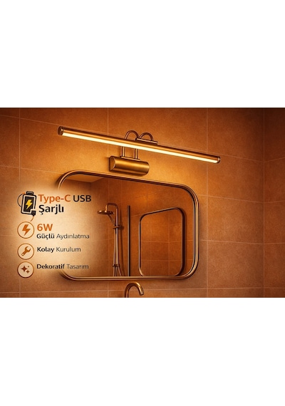 Sarjlı Led Flüt Resim Aplik 6w 3200k Gün Işığı 35cm Duvar Tipi Ayna/tablo Üstü Dekoratif Işık Ip20 Iç Mekan Kullanım Eskitme