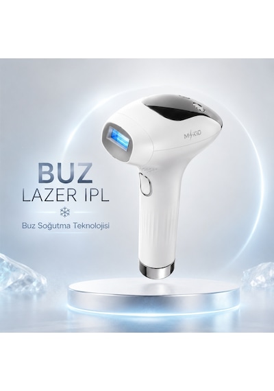 Mkio 3 Başlıklı Lazer IPL 1.000.000 Otomatik-Mtım 9 Enerji Seviyesi LED Ekranlı HR-SR-RA Modu Vücut Yüz ve Bikini IPL Buz Soğutmalı Lazer Epilasyon Cihazı Beyaz - IPL