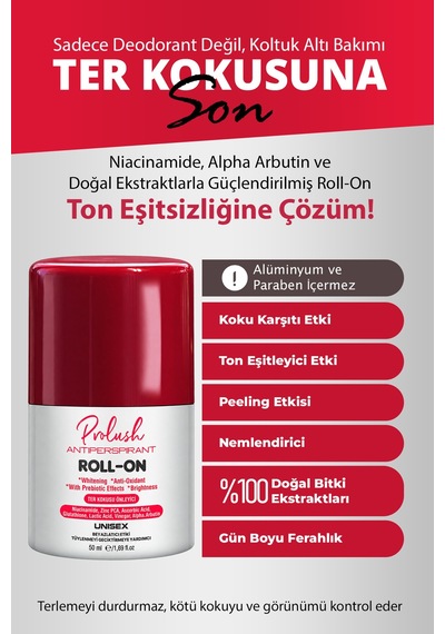 Koltuk Altı, Ter Kokusu Önleyici, Antiperspirant Beyazlatıcı Etkili, Ton Eşitleyici Unisex Roll On 50 Ml - 877734229