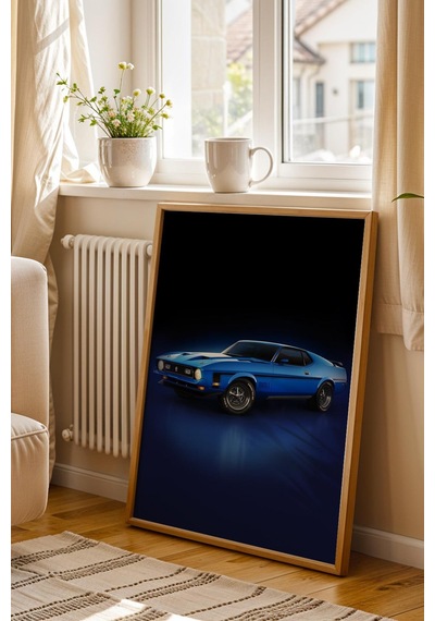 Saturn 1971 Ford Mustang Mach 1 Çerçeveli Tablo Erkek Odası İçin Modern Araba Duvar Dekoru Classic Car Collection