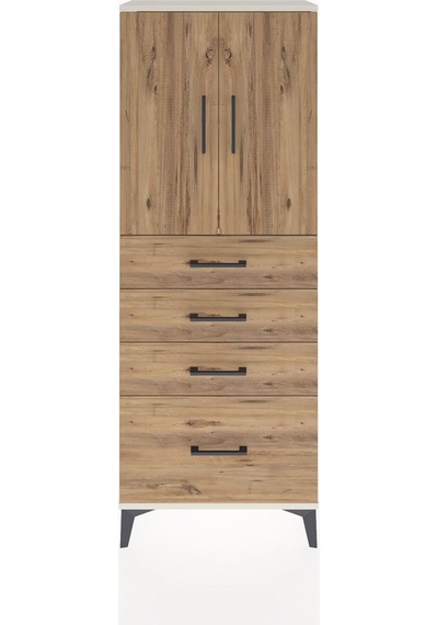 Arges Dolap 2 Raflı 4 Çekmeceli 2 Kapaklı 60x30x163 Aytaşı-çam Aytaşı