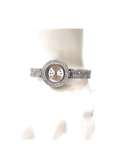 Omar Silver OMR871 Örgü Modeli Zirkon Taşlı Gümüş Kadın Kol Saati