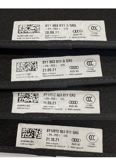 Audi A3 8y Uyumlu 2020-2025 Halı Paspas Takımı 8y1863011aqa