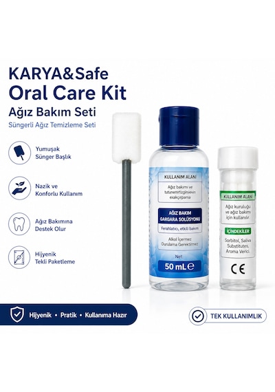 Karya&safe Oral Care Kit Ağız Bakım Seti Süngerli Ağız Temizleme Seti 20'li 3 Paket