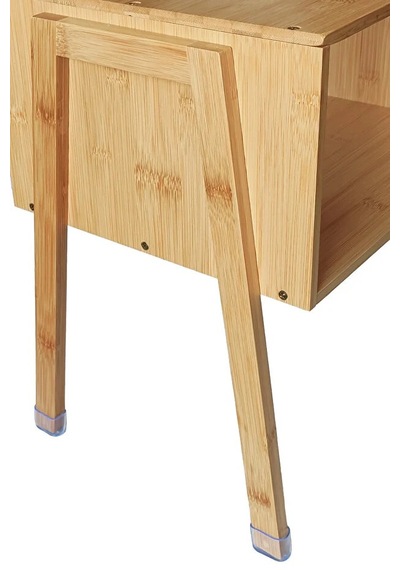 Dekoratif Bambu Raflı Minimalist Yan Sehpa Komodin Kitaplık Bej
