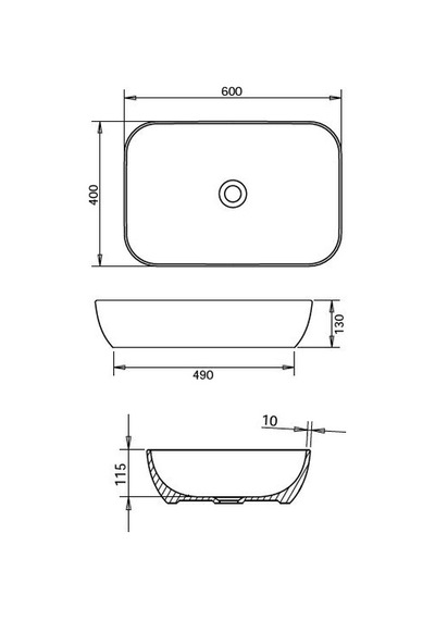 Loft Çanak Lavabo 40x60cm Turavit - Mat Siyah Diğer