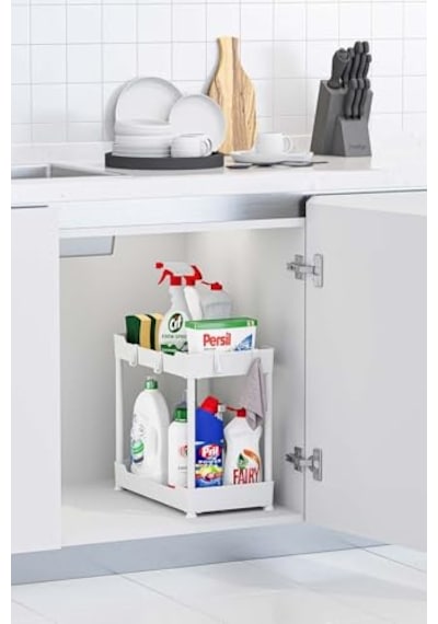 2 Katlı Plastik Beyaz Banyo Mutfak Rafı Mıt1054 Diğer