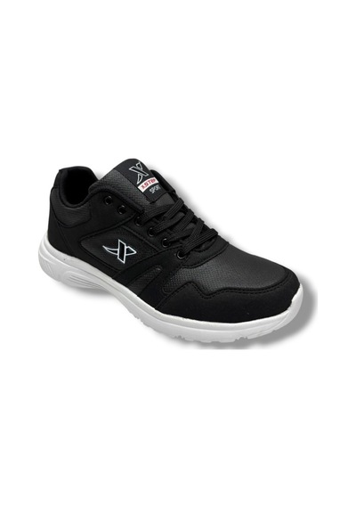 Xstep 020-26 Cilt Deri Anatomik Erkek Sneaker Siyah Beyaz Siyah