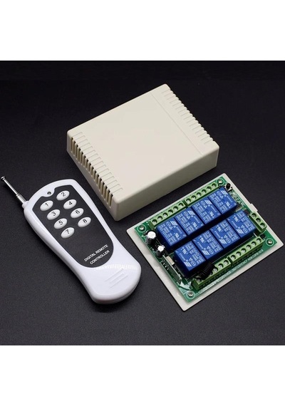 8ch Alıcı Anahtarı Röle Modülü Dc 12v 24v 433mhz Denetleyici Ve 8 Kanal Uzaktan Kumanda Verici