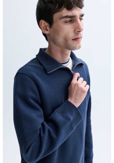 Mudo Erkek Erkek Lacivert Comfort Fit Fermuarlı Dik Yaka Sweatshirt 1264091