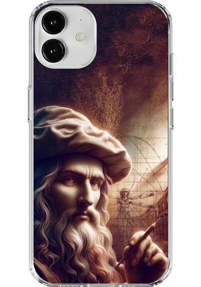 Apple Uyumlu iPhone 12 Şeffaf Kılıf Leonardo Da Vinci Tasarımlı