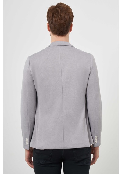 Morven Erkek Gri Örme Slim Fit Torba Cep Mono Yaka Spor Ceket 24ms002021100 Gri