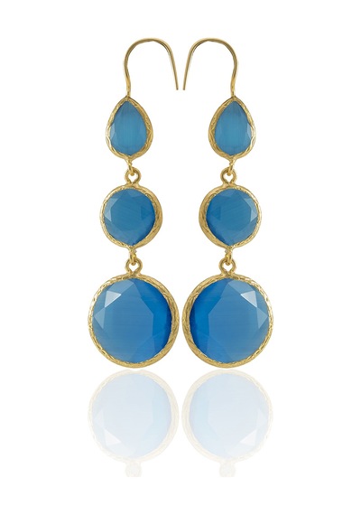 Kadir Jewellery 22 Ayar Altın Kaplama Kadın Sallantılı Küpe -el İşçiliği Ve Hipoalerjenik Küpe Koyu Mavi 79405813