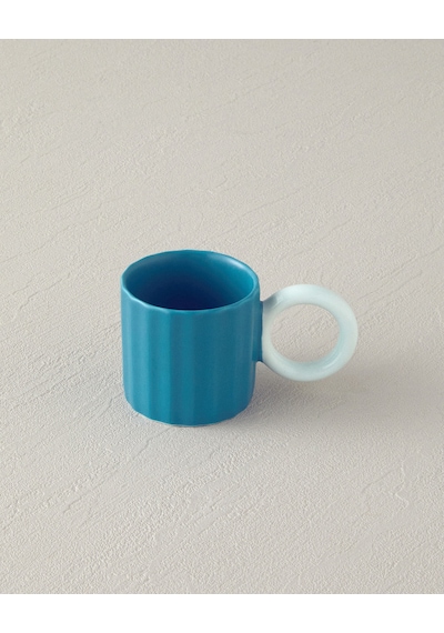 English Home Angled New Bone China 2 Parça 2 Kişilik Kahve Fincan Takımı 90 Ml Turkuaz Turkuaz